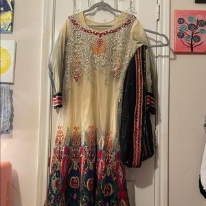 Beige and black Indian dress